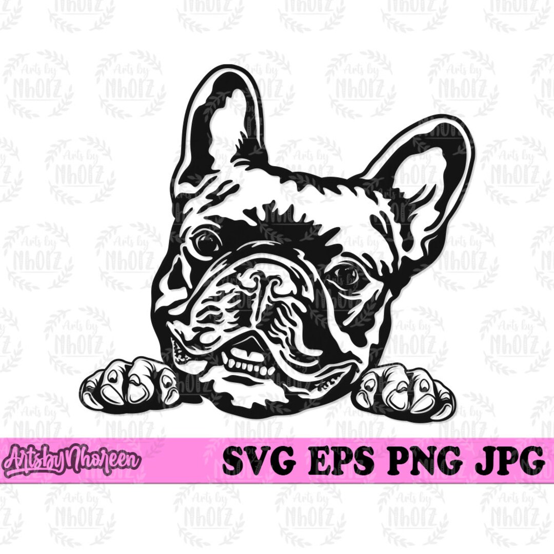 French Bulldog Svg, Peeking Cute Dog Cut File, Pet Portrait