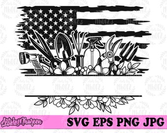 US Gardening Tools svg | Gardener Cut File | Grass Cutter Stencil | Garden Shovel Clipart | Landscape Artist Shirt png| Garden Fork Hose dxf