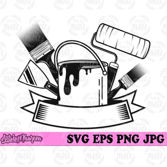 Painter Tools Svg Paint Brush Clipart Paint Color Bucket Etsy
