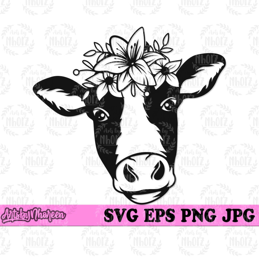 Floral Cow Head Svg, Farm Cow Clipart, Farm Life Shirt Png, Farming ...