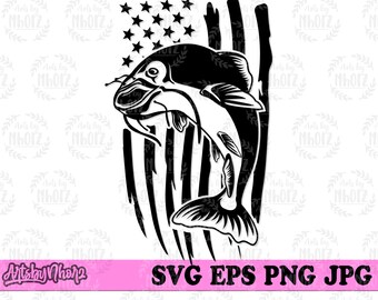 US Cat Fish svg, US Fishing svg, Catfish svg, Catfish Clipart, Catfish Cutfile, US Fishing Shirt svg, Lake Fishing svg, River Fishing svg