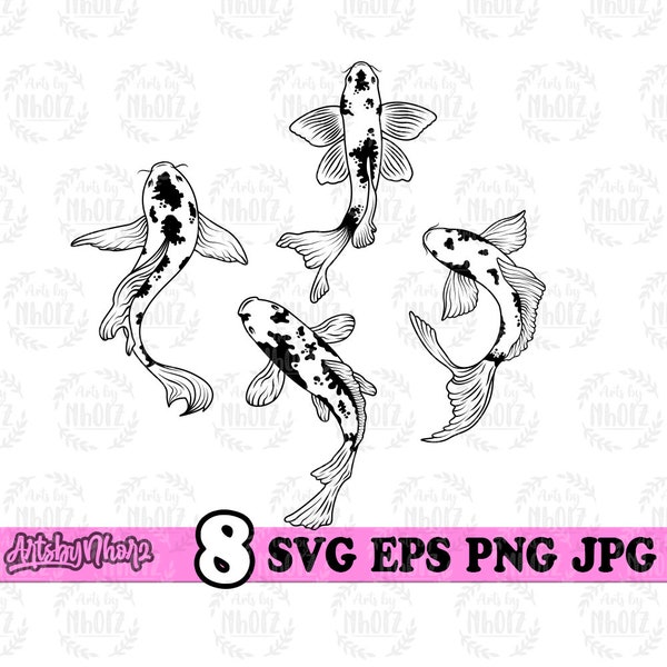 4 Koi Fish svg, Koi Fish svg, Fish SVG Bundle, Fish Bundle svg, Koi Clipart, Koi Cutfile, Fish Lover svg, Fish Pet svg, Koi Stencil,Fish png