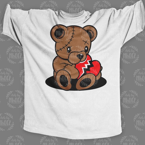 Silhouette of a torn sewn up teddy bear with a broken heart in its paws  Sticker for Sale by Tsvet04ek