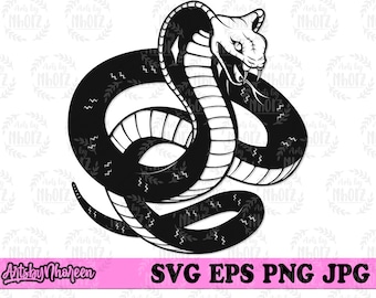 Cobra Snake svg, Serpent Clipart, Poisonous Creature Cut File, Wild Life Shirt png, Beast Stencil, Crawling Animal Cutfile, Rattle Snake dxf