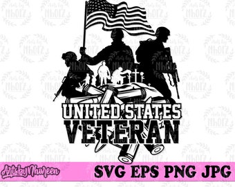 US Veteran svg, Military Dad Gift Idea dxf, Memorial Day Shirt png, 4th of July Cut File, Soldier Stencil, Combat Scene svg, Honor the Brave