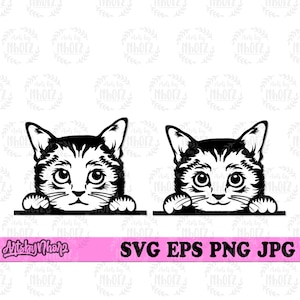 2 Cute Peeking Cat svg, Peeking Animal svg, Cute Cat svg, Cute Kittens svg, Peeking Kittens svg, Cat Clipart, Cat Cutfile, Cat Shirt svg