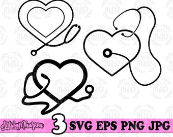 3 Stethoscoop svg, Stethoscoop SVG Bundel, Dokter svg, Verpleegkundige svg, Medisch Team svg, Stethoscoop Clipart, Stethoscoop Cutfile, Stethoscoop png