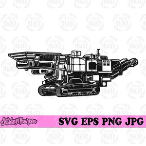 Rock Crusher Machine svg | Construction Clipart | Contractor Dad Shirt Design png | Heavy Equipment Stencil | Machine Operator Gift Idea dxf