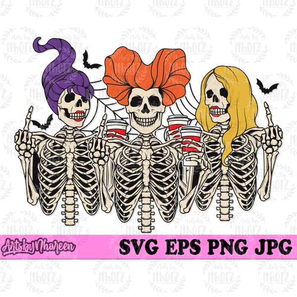 3 Witches svg, Witchcraft Clipart, Black Magic Stencil, Casting Spell dxf, Happy Halloween T-shirt png, Middle Finger Cut File, Witch Life