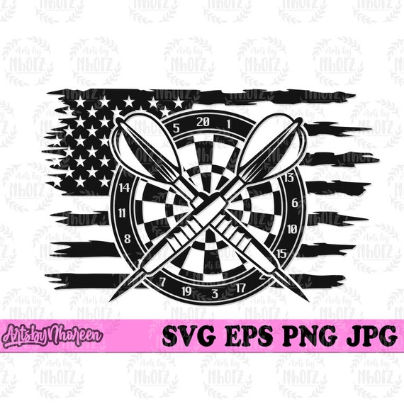 US Dart Game svg, Target Shooting Clipart, Dart Cut File, Bull’s Eye Cut File, Indoor Sports Stencil, DartBoard Cutfile, Darts T-shirt png