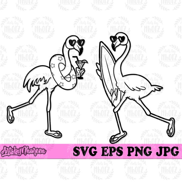 Summer Flamingo svg, Tropical Bird Clipart, Beach Animals Cut File, Cocktail Island Vibes Party Cutfile, Salt Life Shirt png, Summer Feels