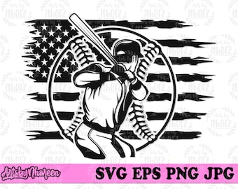 US Baseball Player svg, Pitcher Clipart, Baseman Cut File, Shortstop Stencil, Home Run Cut File, Sports Dad T-shirt Design png, Catcher dxf