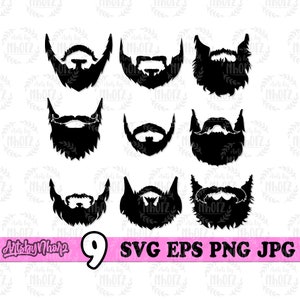 9 Mens Beard svg, Beard Stencil, Beard Clipart, Beard SVG Bundle, Beard Cutfile, Men’s Beard png, Beard dxf, Beard PNG Bundle, Beard Sticker