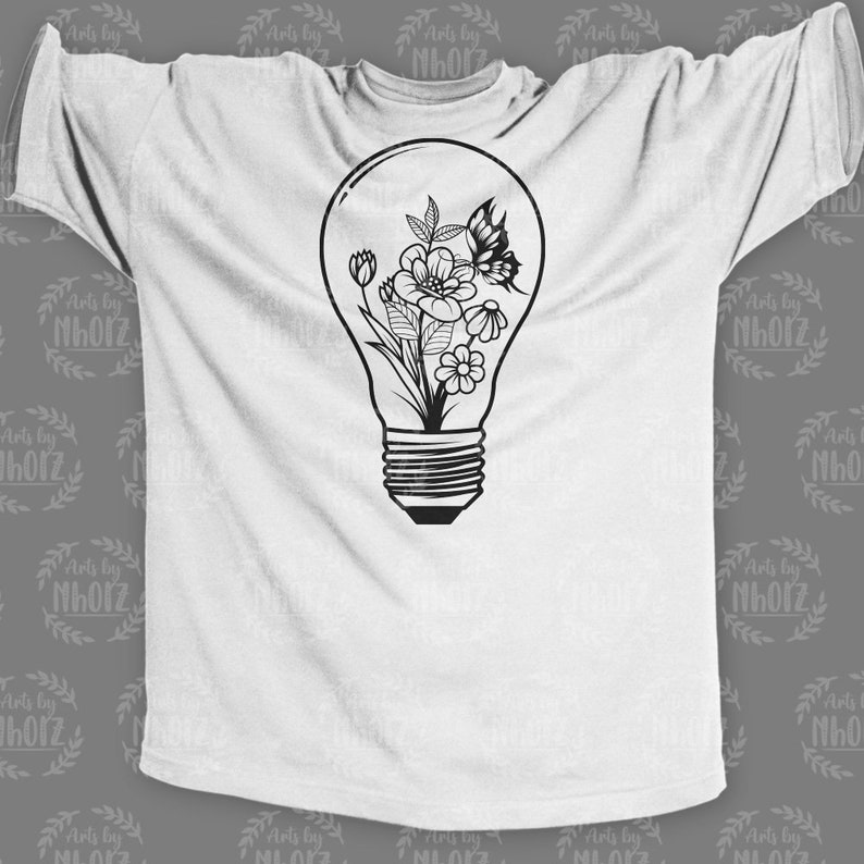 Floral Lightbulb Svg Flower Bulb Cut File Light Plant Etsy