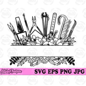 Herramientas de manicura floral svg / Archivo de corte de Nail Expert / Plantilla de arte de uñas Poly / Fingernail Master dxf / Camiseta de mamá artista de uñas png / Amante de las uñas