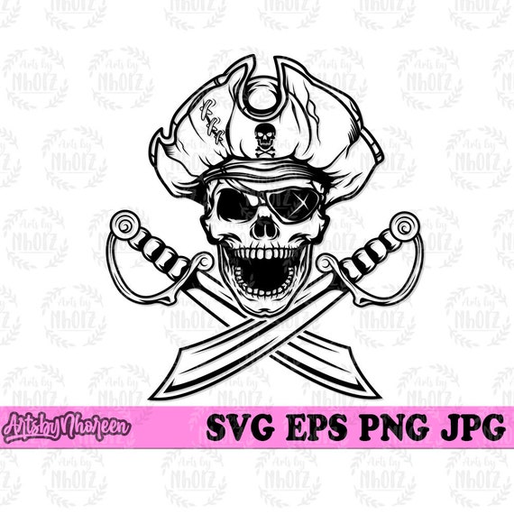 Pirate Skull Svg Captain Sword Clipart Pirate Hat Cut File - Etsy