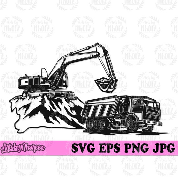 excavator-dump-truck-loading-svg-trucker-dad-clipart-truck-etsy