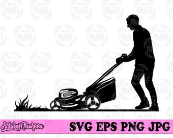 Gräsklippning svg, gräsklippare service jpeg dxf, trädgårdsskötsel clipart, landskapskonstnär pappa presentidé stencil, gräsklippare maskinskuren fil, zero turn