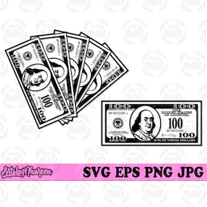 100 US Dollar Bill svg, Bundles of Money Clipart, Rich T-shirt Design png, Hipster Cut File, Buck Bill Schablone, Bank Note Clipart, Penny dxf