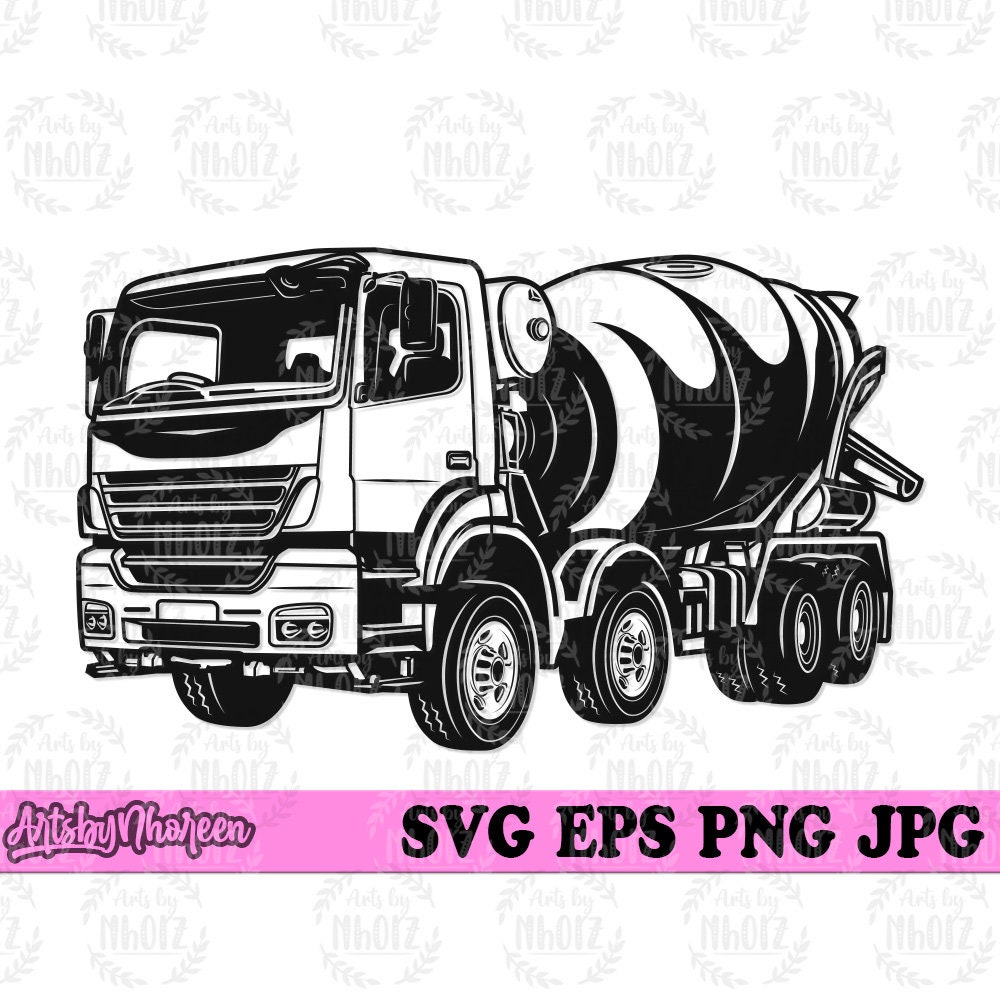 Mixer Truck svg, Heavy Equipment Clipart, Contractor Cut File, Construction Dad T-shirt Design png, Mixing Truck Stencil, Truck Jpeg Cutfile