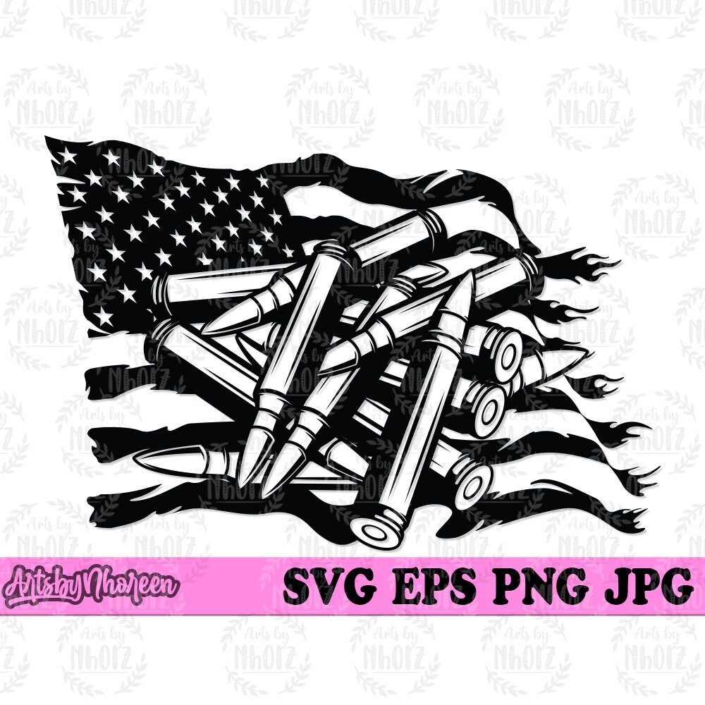 US Flag Bullets Svg Guns and Ammo Clipart Military Weapon - Etsy Canada