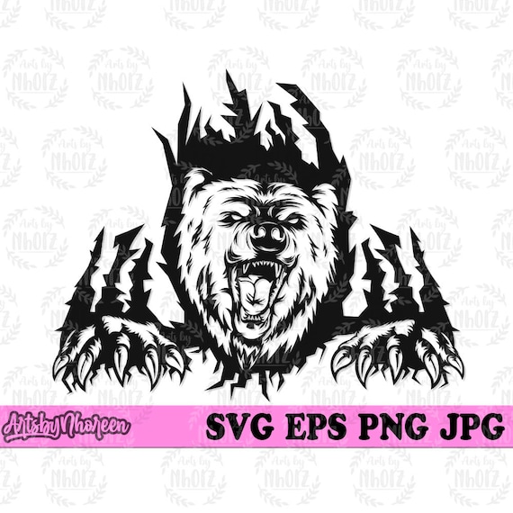 Bear Scratch Svg Wild Beast Stencil Big Claws Cut File Etsy
