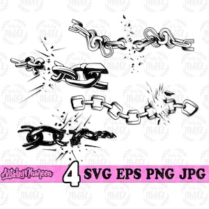 4 Broken Chain SVG Bundle, Break Chain Stencil, Rope Cut File, Chain Shop Owner jpeg, Unbreakable Chain Monogram, Chain Repairman Shirt png