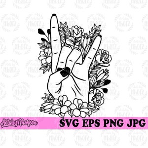 Donna Hand Rock Sign with Tattoo svg / Rocker Mom Clipart / Pretty ...