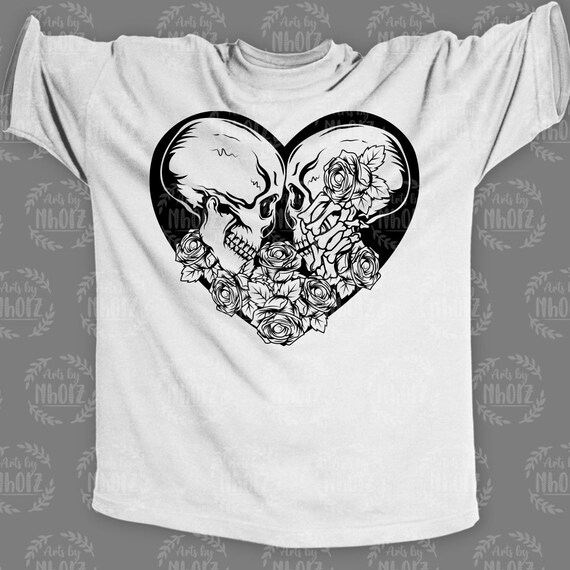 Skull Lovers Svg, Couple Rocker Shirt Png, Lady Dead Clipart