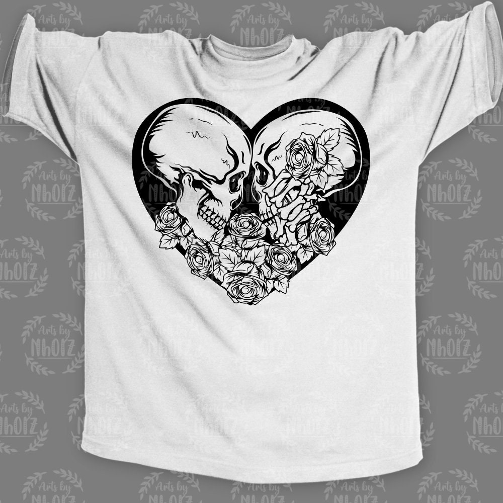 Skull Lovers Svg, Couple Rocker Shirt Png, Lady Dead Clipart