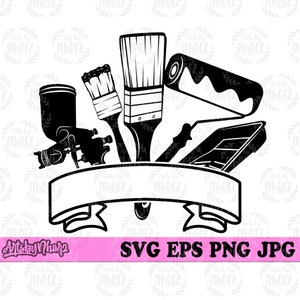 Wall Painting Tools svg, Paint Tools svg, Painting Tools Clipart, Painting Cutfile, Paint Brush svg, Paint Roller svg, Painting Jpeg svg