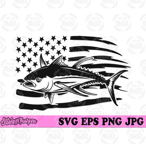 US Tuna Fish svg, Salt Water Fishing Clipart, Tuna Meat Shop Jpeg svg,  Angler T-shirt png, Angling Dad Gift Idea, Tuna Fishing Cut File DXF