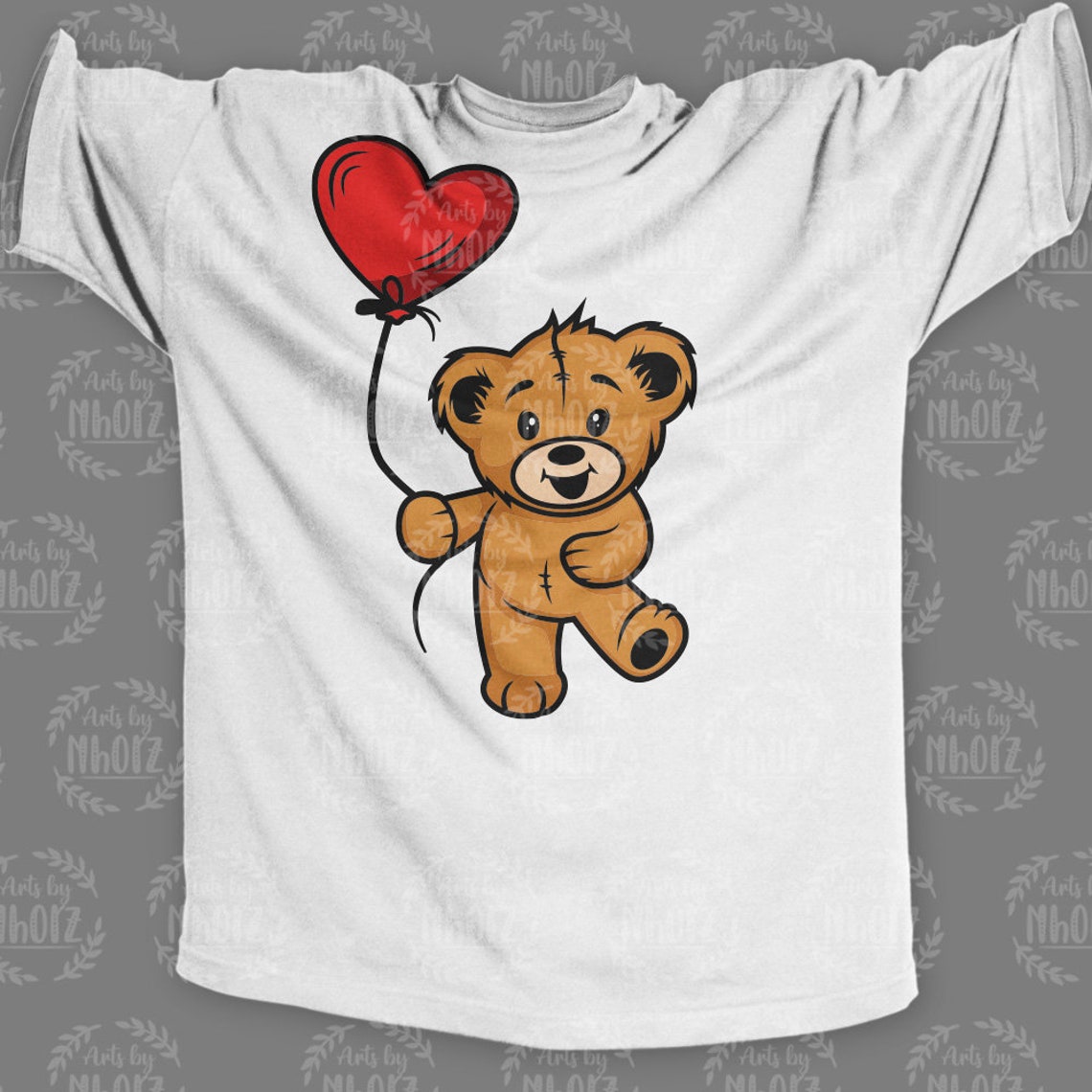 Teddy With Heart Balloon Svg, Cute Teddy Bear Clipart, Baby T-shirt ...