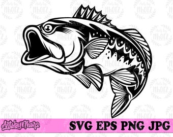 Bass Fish svg, Bass Fishing svg, Bass svg, Bass Fish Clipart, Bass Fish Cutfile, Fishing svg, Fishing Shirt svg, Bass Shirt svg, Fish png