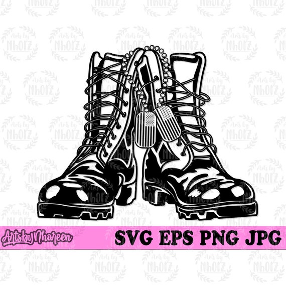 Combat Boot Svg Military Shoes Clipart Tactical Gear Cut Etsy