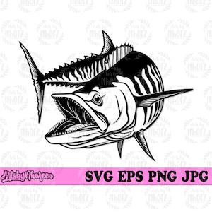 Mackerel Fish svg, Angler Gift Idea, Salt Water Fishing Dad Clipart, Sea Angling Stencil, Mackerel Cut File, Fisherman Jpeg T-shirt Design