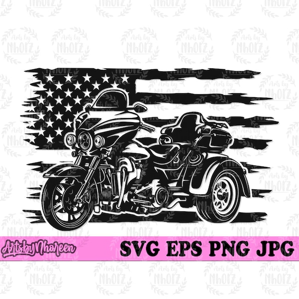 US Trike Motorbike svg, USA Biker Shirt png, Motorcycle Clipart, Biker Dad Gift Idea, Trike Rider Clipart, Extreme Sports dxf, Repair Shop