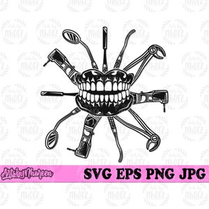 Herramientas de dentista svg / Monograma de clínica dental dxf / Camisa de dentista png / Plantilla de médico de dientes / Archivo de corte de herramienta dental / Ortodoncista Clipart JPEG
