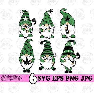 6 Weed Gnomes svg, Gnome Bundle svg, Weed SVG Bundle, Gnome Clipart, Gnome Cutfile, High Gnome png, Rasta Gnome svg, Weed svg, Cannabis svg
