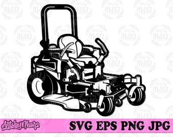 Zero Turn Lawn Mower svg, Lawn Mower png, Lawn Mower Clipart, Lawn Mower Cutfile, Gardener svg, Gardener Jpeg svg, Landscaping Jpeg svg