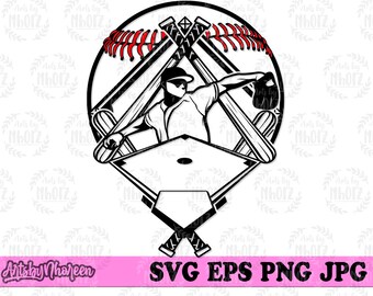 Baseball Player svg, Outdoor Field Sports Cut File, Batter Clipart, Pitcher Catcher Stencil, Baseman Cutfile, Sports Dad Gift Idea T-shirt