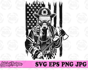 US Fire Fighter svg, Fireman Gear Clipart, Fire Depot Tools Stencil, FireFighter Axe Stencil, Gas Mask Cut File, Bunker Gear Clipart png DXF