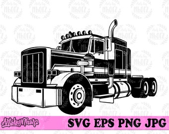 Semi Truck Illustration, Semi Truck svg, Semi Truck png, Truck Clipart, Semi Truck Cutfile, Trucker Dad svg, Truck Driver svg, Truck Stencil