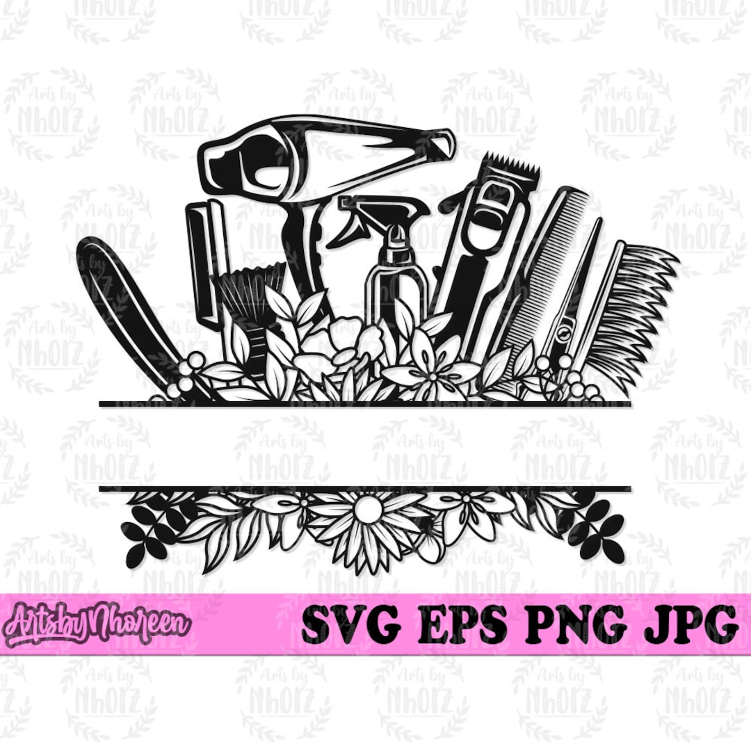 Barber Tools Svg Monogram Dxf Hair Cutter Stencil Hair