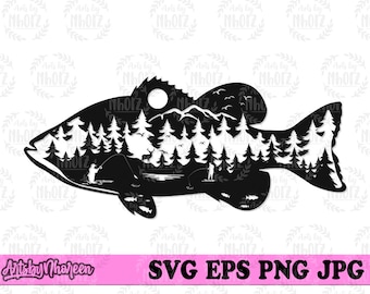 Fishing Outdoor svg, Sea Angling Clipart, Lake Fishing Cut File, Fresh Water Fish, Salt Water Sea Animal, Angler Dad Shirts png, Camping svg