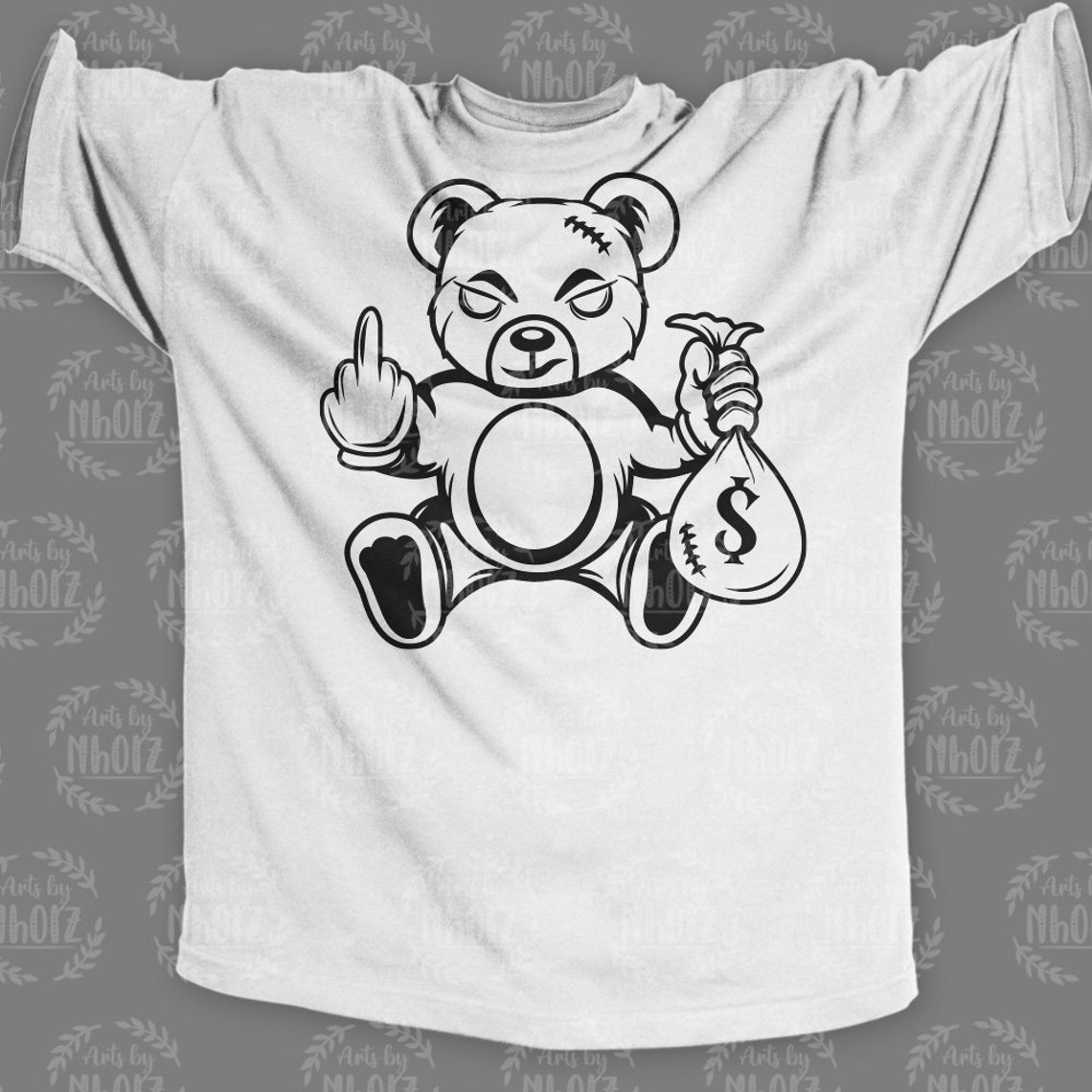 Angry Teddy With Money Bag Svg Hipster Clipart Gangster Bear - Etsy