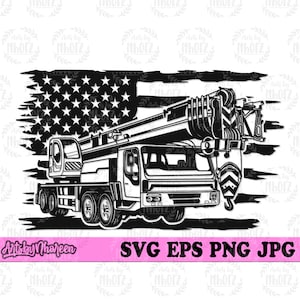 US Mobile Crane Truck svg, Construction Clipart, Contractor Dad Gift Idea Shirt png, Crane Cut File, Home Builder Stencil, Repairman Cutfile