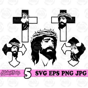 Jesus SVG Bundle, Jesus Clipart, Jesus Cutfile, Jesus PNG Bundle, Jesus dxf, Cross svg, Inri svg, Jesus Face svg, God svg, Crucifix svg,