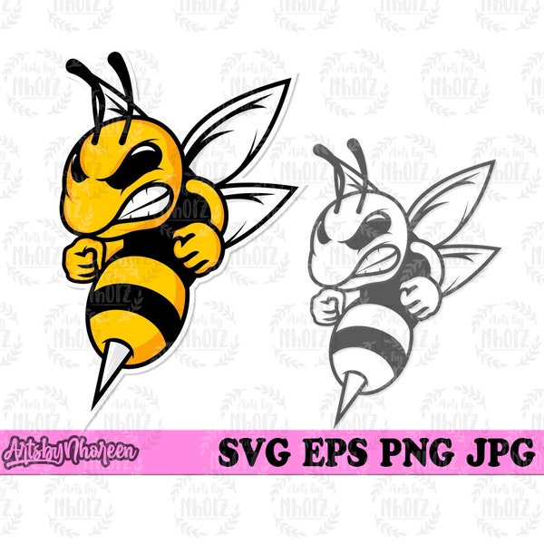 Hornet svg | Bee Cut File | Honeycomb Stencil | Bee Hive Clipart | Angry Hornet dxf | Cute Bee dxf | Bee Farm Monogram | Nectar Suckle png