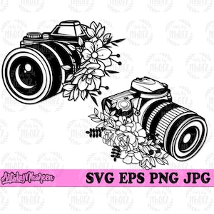 Floral Camera svg, Camera Man Clipart, Camera Lady Owner Cut File, Floral Photographer T-shirt Design png, Flower Photography Jpeg Stencil